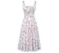 SCARLET DARKNESS Women Summer Dresses Casual Floral Beach Sundress A-Line Sleeveless Spaghetti Strap Victorian Milkmaid Corset Dress