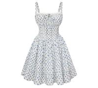 SCARLET DARKNESS Women Summer Dresses Floral Mini Corset Dress Beach Party Sleeveless Spaghetti Strap A-Line Sundress Beige Blue Floral XXL