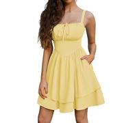 SCARLET DARKNESS Women Summer Mini Dresses Spaghetti Strap Corset Dress Beach Sundress Victorian Milkmaid Dress Light Yellow S