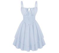 SCARLET DARKNESS Women Summer Mini Dresses Spaghetti Strap Corset Dress Beach Sundress Victorian Milkmaid Dress Blue XXL