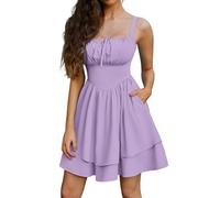 SCARLET DARKNESS Women Summer Mini Dresses Spaghetti Strap Corset Dress Beach Sundress Victorian Milkmaid Dress Light Purple XXL