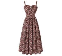 SCARLET DARKNESS Women Summer Sun Dress Casual A-Line Sleeveless Spaghetti Strap Floral Dress for Beach