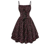 SCARLET DARKNESS Women Victorian Mini Dress Summer Beach Sundress Casual A-Line Sleeveless Floral Dresses Black Floral S