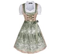 SCARLET DARKNESS Women's 3-piece Dirndl Midi Dress Oktoberfest Costume with Lace Apron XXL Nude and Bean Green Lace