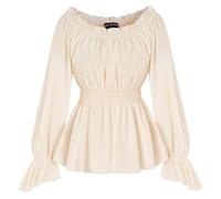 SCARLET DARKNESS Women's Apricot Off Shoulder Blouse Off The Shoulder Shirts Long Sleeve Pirate Top Medieval Blouse S