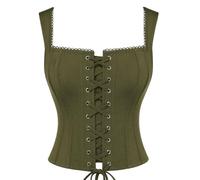 SCARLET DARKNESS Women's Corset Top Boned Lace-up Renaissance Pirate Corsets Y2K Overbust Vest Bustier