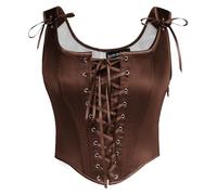 SCARLET DARKNESS Women's Corset Top Overbust Lace-up VintageRenaissance Vest Steampunk Bustier Medieval Victorian Corsets for Women Brown 10