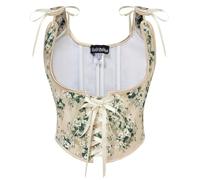 SCARLET DARKNESS Women's Crop Top for Bustier Dress Corset Vest Retro Plastic Bones Bustier Top Khaki Floral 16