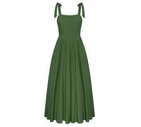 SCARLET DARKNESS Womens Medieval Renaissance Dress Lace-up Boho Beach Dresses Square Neck Milkmaid Dress Green S