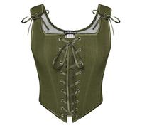 SCARLET DARKNESS Women's Medival Cottagecore Corset Elegant Square Neck Tank Top Olive Green 10