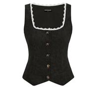 SCARLET DARKNESS Women's Medival Vintage Vest Classic Square Neck Peasant Country Costume Black M