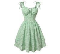 SCARLET DARKNESS Women's Mini Dress Spaghetti Strap Floral Sundress Ruffled Summer Casual Vacation Dresses