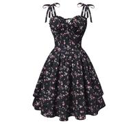 SCARLET DARKNESS Women's Mini Dress Spaghetti Strap Floral Sundress Ruffled Summer Casual Vacation Dresses