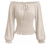 SCARLET DARKNESS Women's Off The Shoulder Tops Peasant Blouse Apricot S
