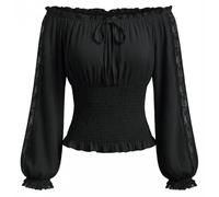 SCARLET DARKNESS Women's Off The Shoulder Tops Peasant Blouse Black S