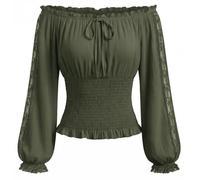 SCARLET DARKNESS Women's Off The Shoulder Tops Peasant Blouse Green XXL
