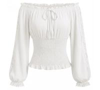 SCARLET DARKNESS Women's Off The Shoulder Tops Peasant Blouse Ivory S