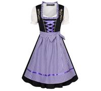 SCARLET DARKNESS Women's Oktoberfest Costume German Dirndl Dress Traditional Bavarian Carnival Party 3 Piece Beer Costumes Purple Plaid L
