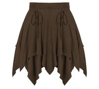 SCARLET DARKNESS Women's Pirate Mini Skirt Lace-up Medieval Skorts Brown M