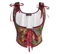 Scarlet Darkness Women's Renaissance Corset Floral Underbust Corset Tops Vintage Boned Corset Belt, Red Flower Cluster, 14