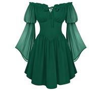 Scarlet Darkness Women's Renaissance Fairy Dress 2026 Summer Boho Off The Shoulder Flowy Corset Mini Dresses Green S