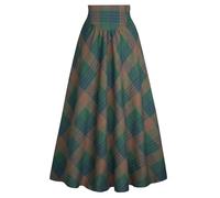 SCARLET DARKNESS Womens Retro Elastic High Waist Cottagecore Renaissance Maxi Skirt Lacing A-Line Vintage Medieval Plaid Long Skirt Christmas Light Green M