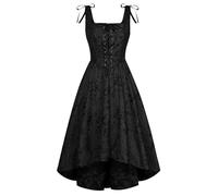 SCARLET DARKNESS Women's Rockabilly Dresses A-Line Square Neck High-Low Retro Sleeveless Midi Cocktail Dress for Women Black 12