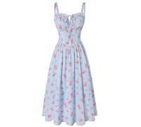 Scarlet Darkness Women's Summer Floral Corset Dress 2026 | Waist cut, smocked on the back, pockets, for wedding guests, snacks, holidays