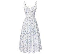 Scarlet Darkness Women's Summer Floral Corset Dress 2026 | Waist cut, smocked on the back, pockets, for wedding guests, snacks, holidays