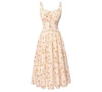 Scarlet Darkness Women's Summer Floral Corset Dress 2026 | Waist cut, smocked on the back, pockets, for wedding guests, snacks, holidays