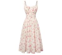 Scarlet Darkness Women's Summer Floral Corset Dress 2026 | Waist cut, smocked on the back, pockets, for wedding guests, snacks, holidays