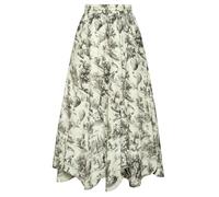 SCARLET DARKNESS Women's Summer Floral Skirt Medieval Elastic Waist Long Light Casual Skirt Retro Print on Beige XL