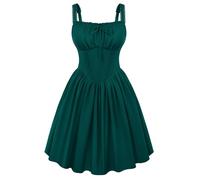 SCARLET DARKNESS Women's Summer Victorian Corset Mini Dress Dark Green M