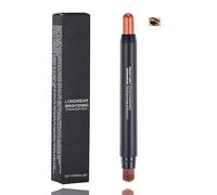 Scarlet Ember Metallic Eyeshadow Stick with Brush - Creamy Formula, Shimmer Effect, Dual-End Waterproof Pencil for Easy Eye Makeup