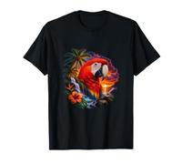 Scarlet Macaw at a Tropical Waterfall Sunset T-Shirt