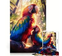 Scarlet Macaw Family Adult Jigsaw Puzzle1000 Pieces Brain Teaser Mental Relax Pattern Assembly Santa Wish Item (50x75cm)