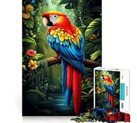 Scarlet Macaw in Jungle 1000 Piece Jigsaw Puzzles for Teenagers Mind Challenge Toy Quiet Hobby Precise Cut Seasonal Gift (50x75cm)