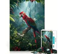 Scarlet Macaw in Jungle 1000 Pieces Jigsaw Puzzles for Teenagers Improve Memory Mental Relax Sharp Edge Creative Gift (50x75cm)