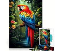 Scarlet Macaw in Jungle Jigsaw Puzzles for Adults1000 Pieces Clear Logic Toy Leisure Time Perfect Cut Creative Gift (38x26cm)