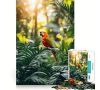 Scarlet Macaw in Lush Jungle Setting 1000 Piece Jigsaw Puzzles for Teenagers Jigsaw Think Game Calm Mind Quality Edge (38x26cm)