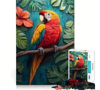 Scarlet Macaw in Tropical Paradise Jigsaw Puzzles 1000 Piece for Adults Think Smart Toy Together Fun Accurate Cut Art Display (50x75cm)