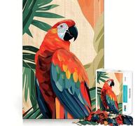 Scarlet Macaw in Tropical Paradise Jigsaw Puzzles 1000 Pieces for Adults Brain Skill Stress Release Exact Edge Wall Art Decor (38x52cm)