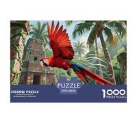 Scarlet Macaw Jigsaw 1000 Pieces Challenge Game for Adults,Rainforest Ecosystem Impossible Jigsaw Puzzles 1000 Piece Educational Games for Adults Or Families 38x26cm/1000pcs