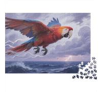 Scarlet Macaw Jigsaw Puzzles 1000 Pieces Challenge Game for Adults,Thunderstorm Ocean Impossible Jigsaw Puzzle 1000 Piece Educational Game Home Decoration 1000pcs (75x50cm)