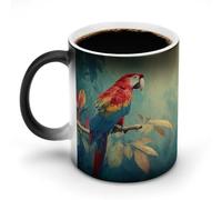 Scarlet Macaw on A Jungle Branch Color Changing Mugs Heat Changing Ceramic Coffee Mug Novelty Funny Tea Water Cup 11OZ