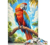 Scarlet Macaw on Branch Puzzle Premium 100% Recycled Board 100% Recycled Cardboard Jigsaw Puzzle for Kids And Adults Age 12 Years Up Easter Gift 500pcs (52x38cm)