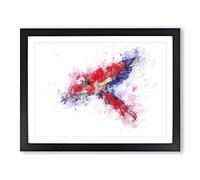 Scarlet Macaw Parrot In Flight In Abstract Modern Art Framed Wall Art Print, Ready to Hang Picture for Living Room Bedroom Home Office Décor, Black A3 (46 x 34 cm)
