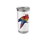 Scarlet Macaw Perched On A Branch Illustration Stainless Steel Insulated Tumbler