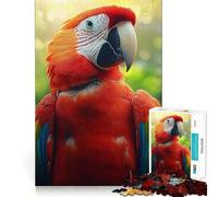 Scarlet Macaw Portrait in Lush Jungle Jigsaw Puzzles 1000 Pieces for Adults Logic Sense Toy Leisure Time Smooth Edge Seasonal Gift (38x52cm)