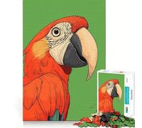 Scarlet Macaw Portrait Jigsaw Puzzles 1000 Pieces for Adults Brain Skill Stress Release Exact Edge Wall Art Decor (38x26cm)